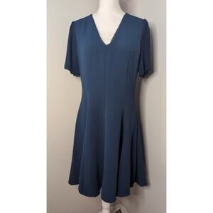 Reiss Natalia Fit Flare Career Dress Blue Minimalist Work Office Quiet Luxury 8